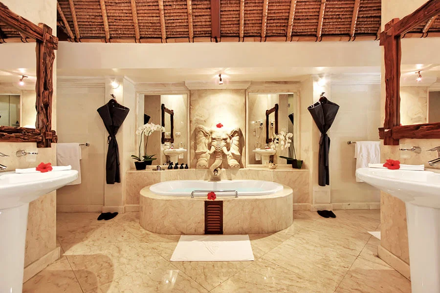 Elephant poo villa bathroom area