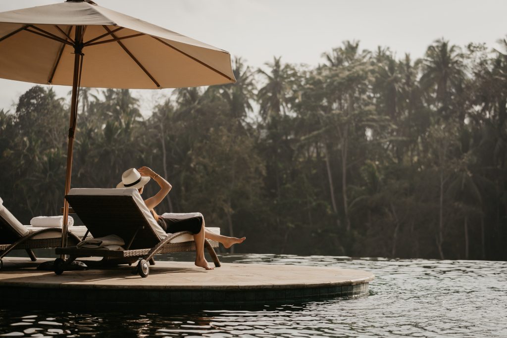 Relaxing at Viceroy Bali's main pool