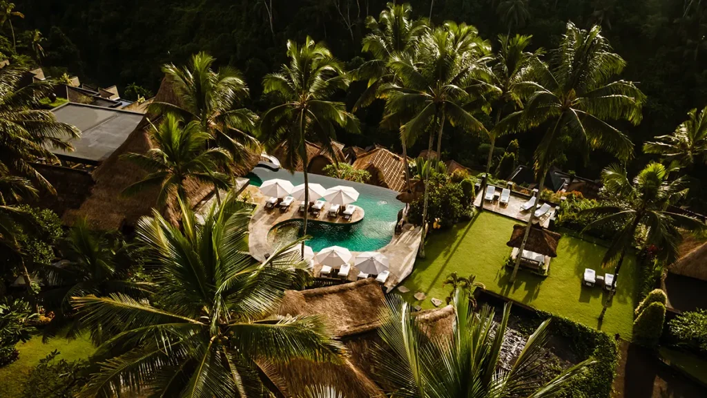 An aerial view of Viceroy Bali resort