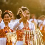 Balinese women in traditional ceremony outfits