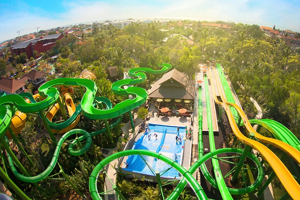 Kids enjoying Waterbom slides
