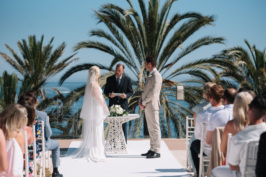 A wedding ceremony at a luxury hotel