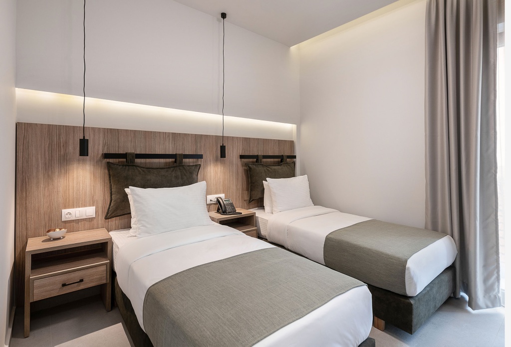 A twin room in a hotel
