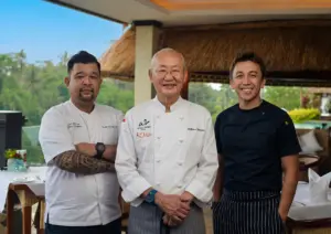 Three chefs at CasCades Bali culinary collaboration event
